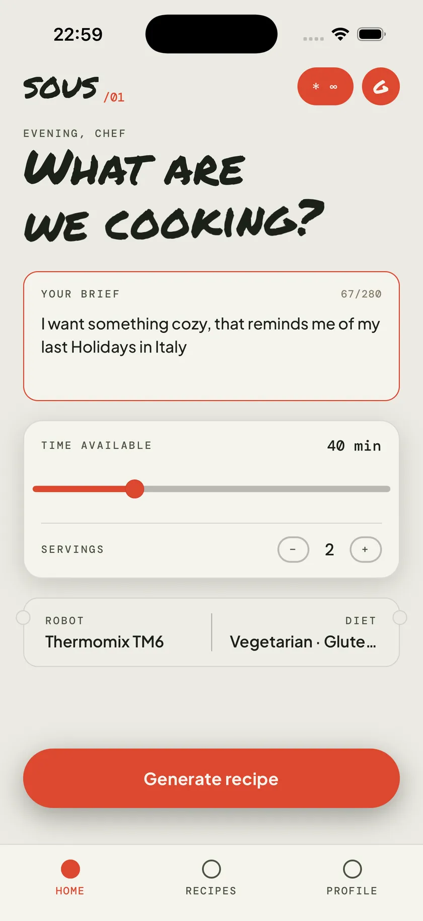 SOUS — the brief screen